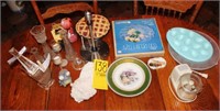 kitchen items; candle holders; egg plate