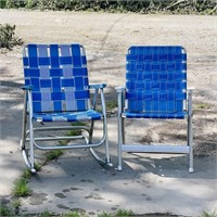 Vintage Aluminum Webbed Rocking Lawn Chair w/