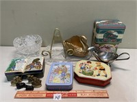 GREAT MIXED LOT HOUSEHOLD DECOR WITH TINS