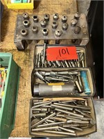 Large Assortment of Taps, End Mills, and Collets