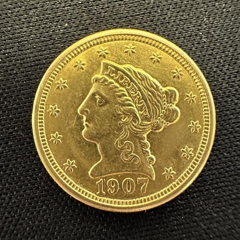 1907- $2.50 Liberty Gold Quarter Eagle BU