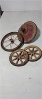 Crate of Antique Wheels