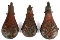 ANTIQUE POWDER FLASK LOT OF 3