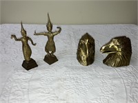 Brass Eagle Bookends/Oriental Figures