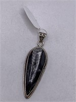 STERLING SILVER ORTHOCERAS FISH FOSSIL PENDANT