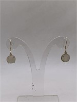 STERLING SILVER RAINBOW MOONSTONE PIERCED EARRINGS