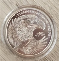 1 oz Silver Bald Eagle/American Flag Round