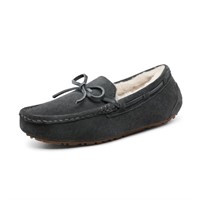 B2303  DREAM PAIRS Grey Moccasin Slippers Size 12