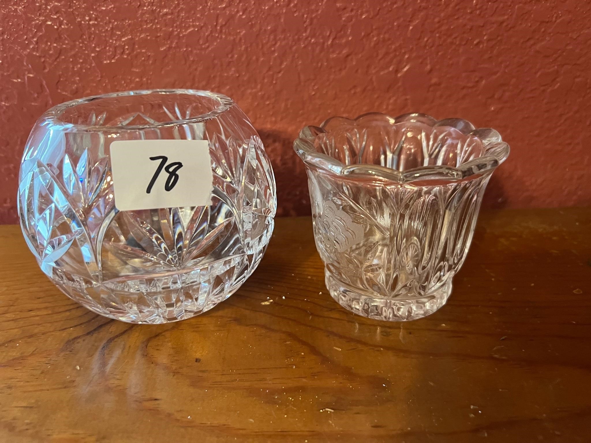 ROSE BOWL AND CRYSTAL CANDLE DISH