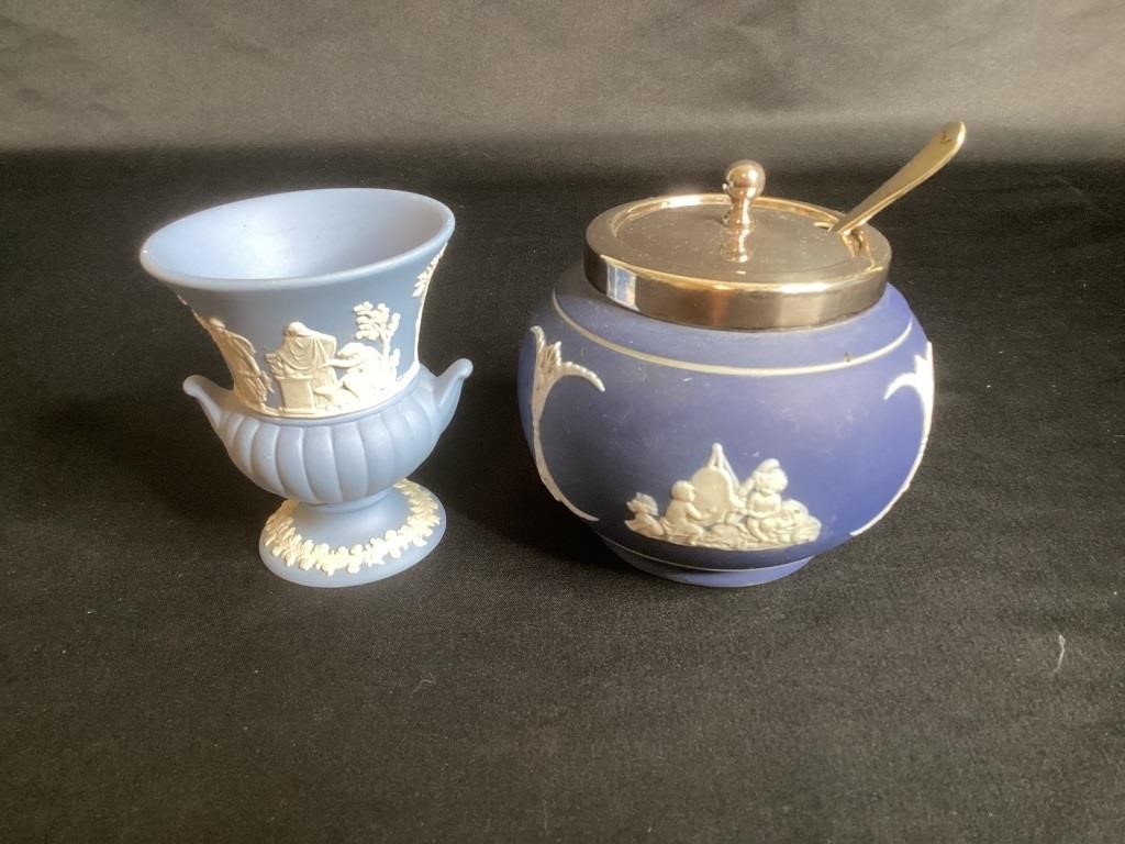 Wedgwood Jasper Ware Marmalade & Vase