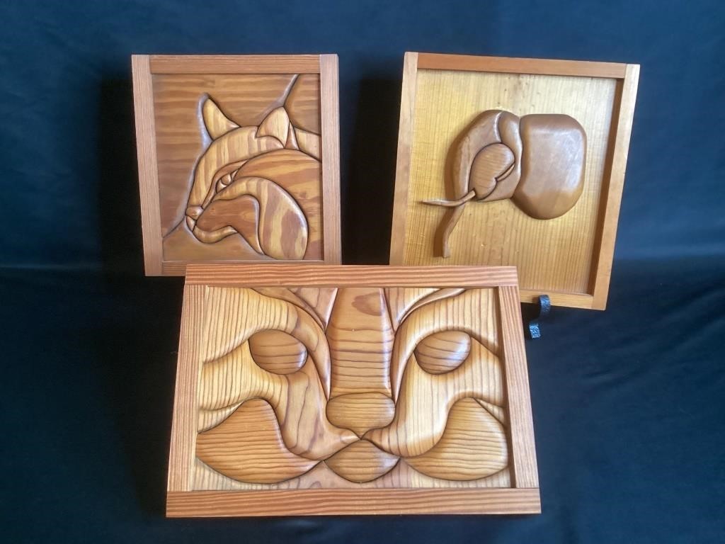 Vintage Hand Crafted Animal Wood Carvings