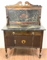 Antique Marble Top Dry Sink / Washstand