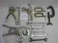 Misc Tool Lot - Vise Clamps, Small C-Clamps Etc