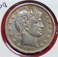 1894 S Barber Silver Half Dollar