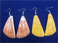 Two Pair Sterling Silver Shell Earrings