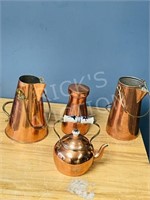 4pcs Copper teapot & coffee pots