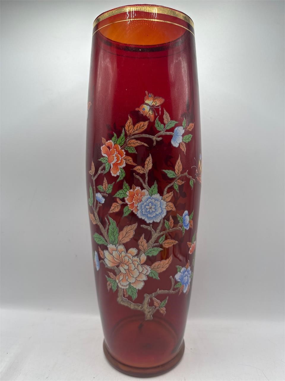 Large 16" Norleans ruby red vase