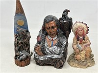 -3 native American figurines