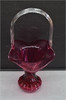 Fenton Cranberry Glass Basket