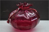 Pilgrim Cranberry Glass Sack Vase