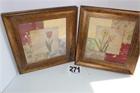 Pair of Kirkland Wooden Square Framed Floral