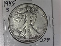 1945-S Walking Liberty Half Dollar