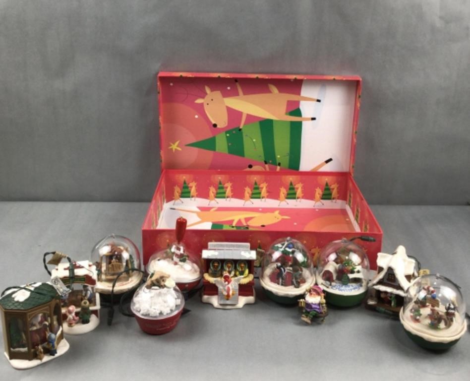 Lighted Christmas ornaments in box