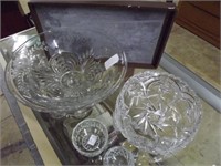 10" crystal pedestal bowl & 8" brilliant cut cryst