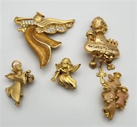 5 Heavenly Theme Brooches Inc Precious Moments