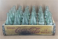 Vintage Coca Cola Wooden Crate W/ 24 Bottles