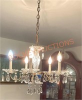 Antique six light crystal chandelier