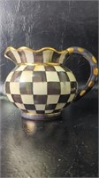 Mackenzie Childs Courtly Check Terracotta Pitcher