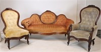 Victorian Parlour Set - Sofa and Two Chairs