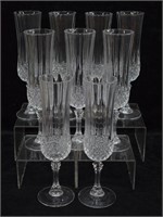 9 pcs. Leaded Crystal Champagne Flutes