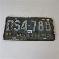 1957 NB LICENCE PLATE