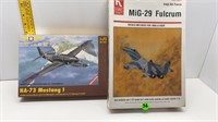 2- MILITARY AIRCRAFT PLASTIC MODELS-MUSTANG-MIG29