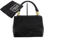 VERSACE Black & Gold Designer Hand Bag