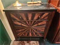 SMALL 4 DRAWER CHEST, GRANITE TOP, INLAID FRONT