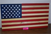 Wood Wall US Flag. New 24x13