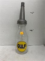 Vntg Style Gulf Glass Oil Bottle