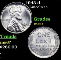 1943-d Lincoln Cent 1c Grades GEM++ Unc