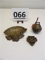 Brass Bell, Door Knocker, Shell Trinket Holder