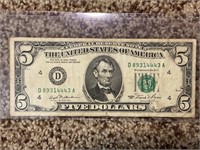 1981 FIVE DOLLAR FEDERAL RESERVE NOTE