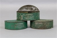 Lot of 3 Leurre Worm Tins, Green, 2"T x 6"L x