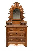 Child Size Victorian Dresser, Mirror, Candle Shelf