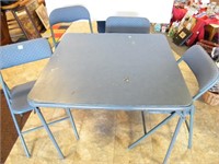 CARD TABLE SET w/ 4 MATCHING FOLDING CHAIRS &