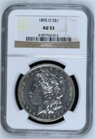 1895 O Silver Morgan Dollar, NGC AU53