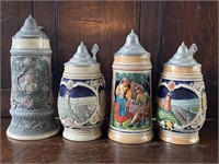 Four German Steins