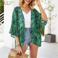 Women's Kimono Cardigan, 2XL, Blue & Green