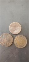 3 - pre-1900s coins. All foreign.  1874, 1874 and